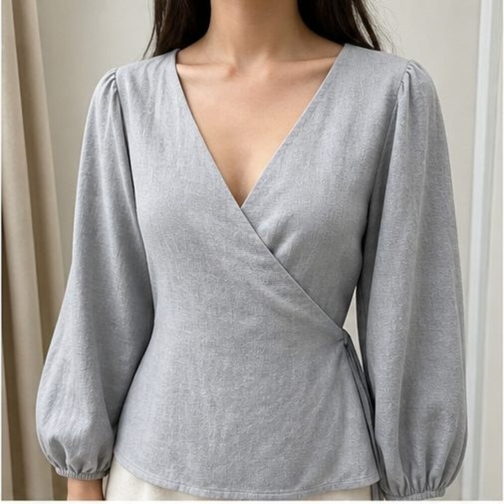 Gray Ruffle Blouse - Picture 2 of 6